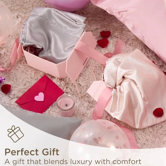 Satin Pillowcase for Hair and Skin Queen - Dark Grey, 2 Pack 20x30 Inche - Picture 2 of 4